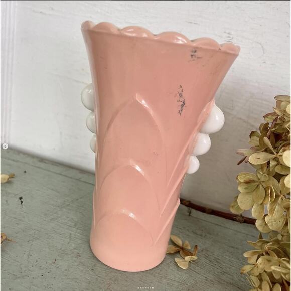 Vintage Anchor Hocking Fire King Vitrock Pink White Tulip Glass Vase CHOICE ONE - Picture 7 of 7